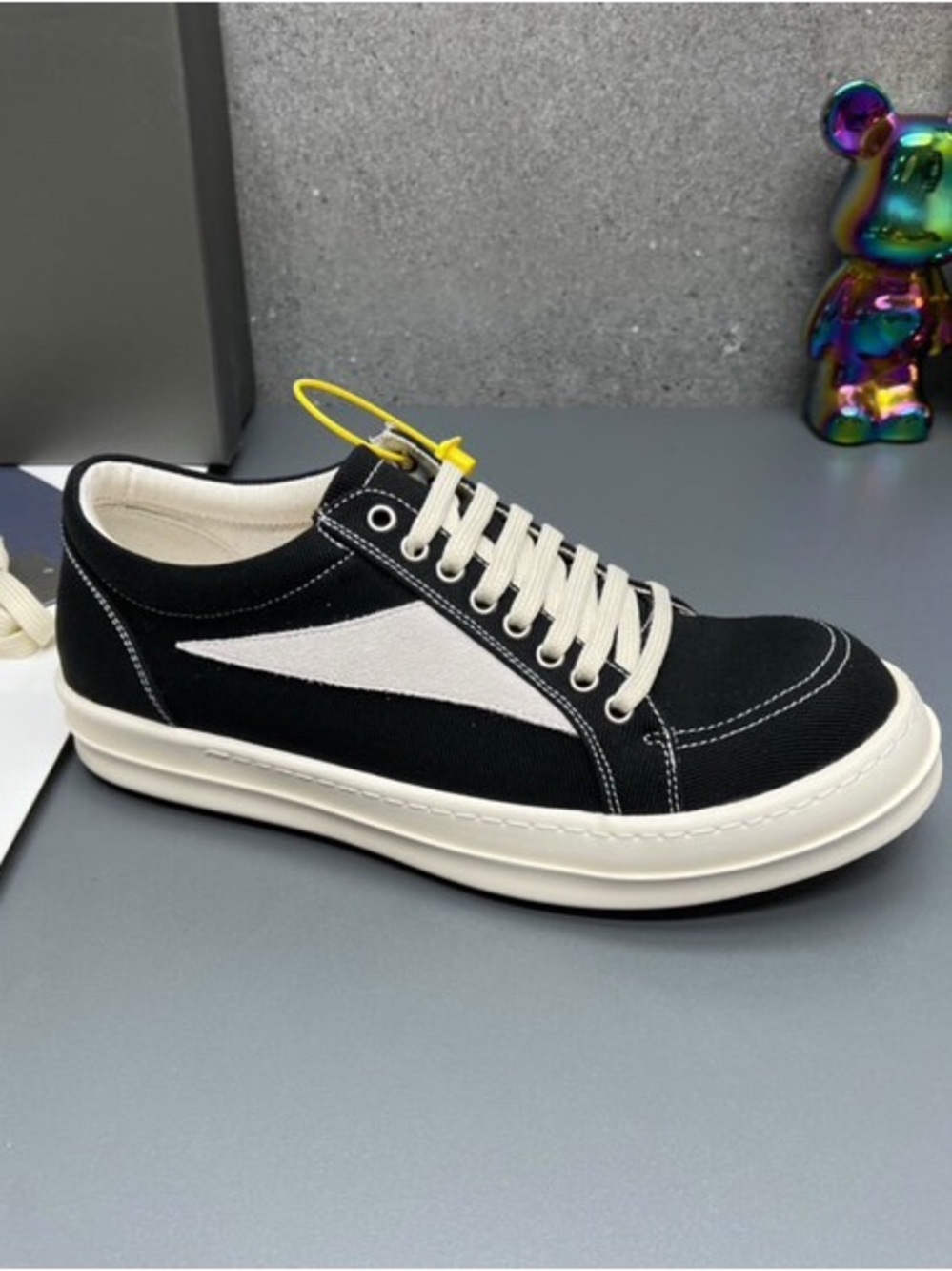 Rick Owens Black and White Low-Top Sneakers